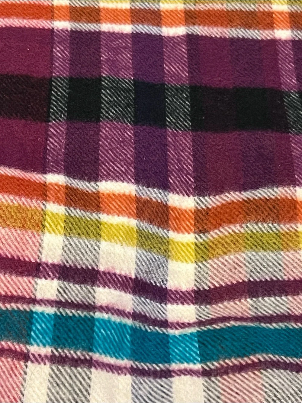 Cashmink Made in Germany Multicolor Plaid Fringe Scarf 65”